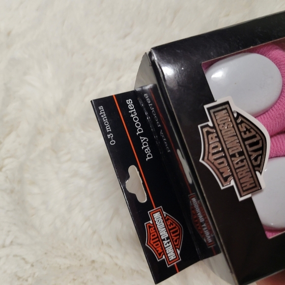 Harley Davidson Hot Pink Boxed Bootie Slippers Baby Infant 0-3 Months Girl Gift - Picture 3 of 6